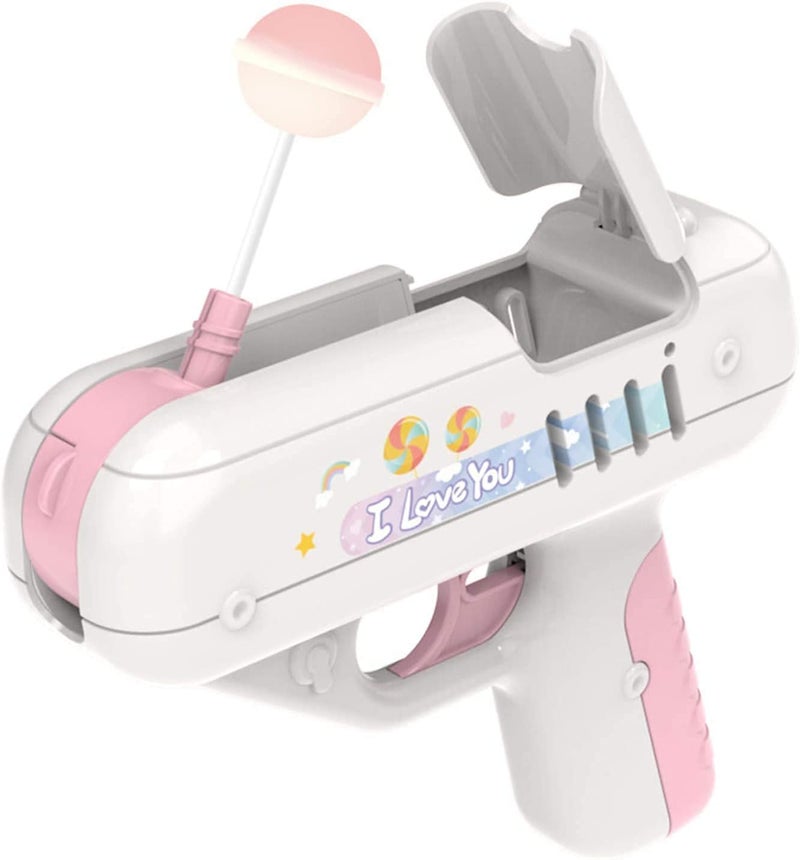 woobles Candy Gun Toy, Surprise Lollipop Launch Toy Gun, Candy Gun for TIK Tok Video, Surprise Ideas Gifts for Kids Boy/Girl Friend, for Children Adult I Love You (Pink) - Image 1